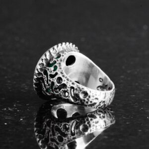 Gerçek Doğal Taş Yüzük - 925 Ayar Katı Gümüş Erkek Yüzük Zümrüt ile - Görsel 6