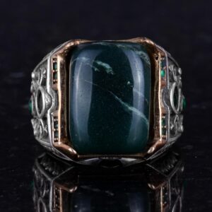 925 Ayar Gümüş Yüzük - Gerçek Doğal Taş Yüzük - El Yapımı Yüzük (Jade) - Görsel 4