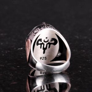 Doğal Prehnit Jade Taş Yüzük, Davut Yıldızı Gümüş Yüzük - Şifa Veren 925 Ayar Sert Gümüş Erkek Yüzük - Huzur ve İçgörü Tasarımı - Görsel 6