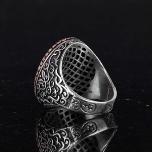 Doğal Yeşil Göz Taşı Yüzük, 925 Ayar Katı Gümüş Erkek Yüzük, Büyük Yüzük, Doğal Tasarım Gümüş Erkek Yüzük - Görsel 7