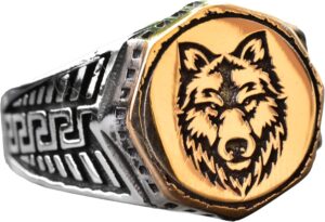 Kurt Başı Yüzüğü, Gümüş Kurt Yüzüğü, 925 Ayar Gümüş Erkek Yüzüğü - Görsel 1