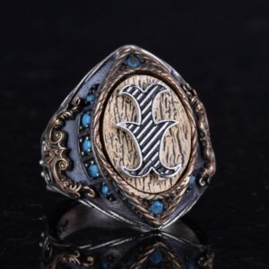 Erkekler için Gümüş Baş Harf Yüzük, 925K Katı Sterlin Gümüş Yüzük, Monogram Kişiye Özel Harf Yüzüğü - Görsel 3