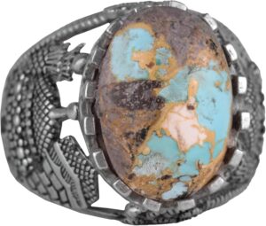 Gerçek Doğal Arizona Turkuaz Taş Yüzük, Camii Detaylı Yüzük, 925 Ayar Gümüş Yüzük - Görsel 1