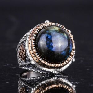 Gerçek Doğal Taş El Yapımı Yüzük - 925 Ayar Gümüş Yüzük (Labradorit) - Görsel 5