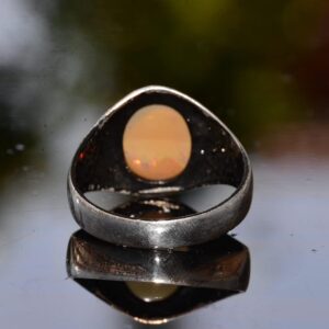 Gerçek Doğal Opal Taşı Yüzük, Erkekler İçin Gümüş Yüzük, El Yapımı Yüzük, 925 Ayar Gümüş Erkek Yüzüğü - Görsel 8