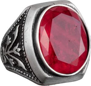 Paraiba Yapay Taş Gümüş Yüzük, 925 Ayar Gümüş Erkek Yüzüğü - Görsel 1