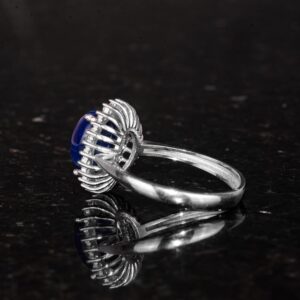 Gerçek Doğal Taşlı Gümüş Kadın Yüzük - Şık Tasarım (Star Sapphire) - Görsel 8