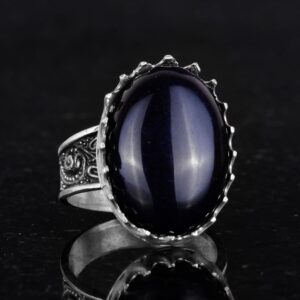 925 Ayar Gümüş Yüzük - Büyük Yüzük - Taş Yüzük - El Yapımı Yüzük (Yapay oniks) - Görsel 5