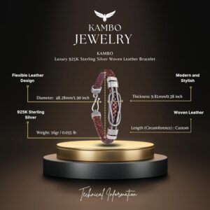 925 Ayar Gümüş Dokuma Deri Bilezik - Modern Erkekler için Şık El Yapımı Aksesuar - Görsel 4