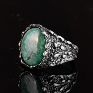 Gerçek Doğal Arizona Turkuaz Taş Yüzük, Erkekler İçin Hediye, 925 Ayar Gümüş Yüzük, Minimalist Yüzük - Görsel 5