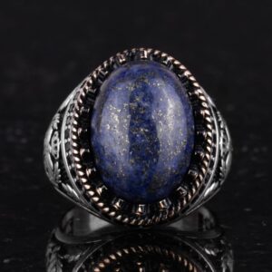 Gerçek Doğal Taş Yüzük - El Yapımı Kartal Yüzüğü - 925 Ayar Gümüş Yüzük (Lapis Lazuli) - Görsel 4