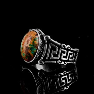 Gerçek Doğal Arizona Turkuaz Taşı Yüzük, 925 Ayar Gümüş Erkek Yüzük (Model-2) - Görsel 5