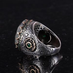 Gerçek Doğal Taş Yüzük - 925 Ayar Gümüş El Yapımı Yüzük (Prehnite) - Görsel 7