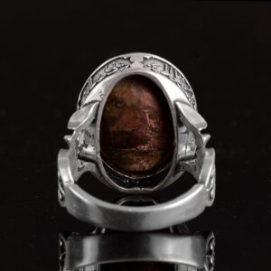 El yapımı Doğal Arizona Turkuaz Taşlı Yüzük - 925 Ayar Gümüş İslami Yüzük Erkekler İçin - Özel Yüzük - Görsel 7