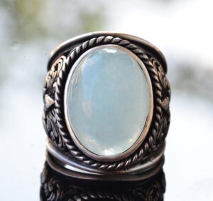 Erkekler için Elmas Taş Koleksiyonu: 925 Ayar Gümüş Yüzükler - Doğal Taş Seçimi (Akuamarin) - Görsel 5