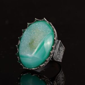 Erkekler için 925 Ayar Gümüş Yüzük, Doğal Druzy Kuvars Taşlı - Görsel 5