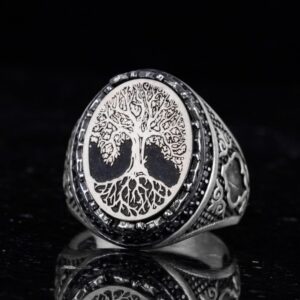 Ağaç Hayatı Tasarımlı El Yapımı Vintage Tarzı Gümüş Yüzük - Görsel 4