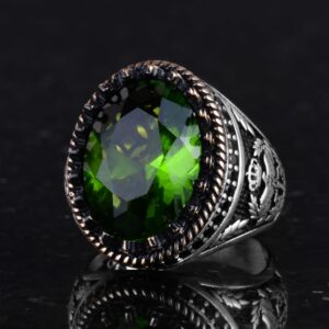 925 Ayar Gümüş Yüzük, Yapay Taş Yüzük, Kartal Sembolü Yüzük, El Yapımı Yüzük (Yapılan renksiz) - Görsel 6