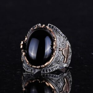 Doğal Oniks Taşlı Yüzük, 925 Ayar Katı Gümüş Erkek Yüzük - Görsel 5