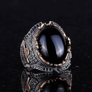 Doğal Oniks Taşlı Yüzük, 925 Ayar Katı Gümüş Erkek Yüzük - Görsel 4