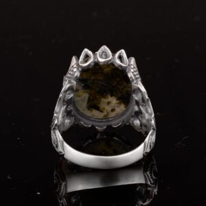 925 Ayar Gümüş Yüzük, Gerçek Doğal Jade Prehnit Taş Yüzük, El Yapımı Yüzük - Görsel 8