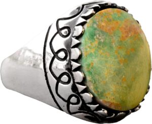 925 Ayar Gümüş Gerçek Doğal Arizona Turkuaz Taşlı Erkek Yüzük - Gerçek Doğum Taşı Takısı - Görsel 1