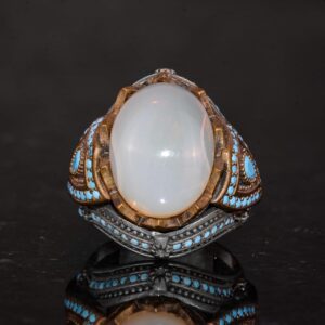 925 Ayar Gümüş Yüzük ile Gerçek Oval Opal Taşı - Dikkat Çekici Takı Parçası - Görsel 4
