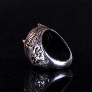 925K Ayar Gümüş El Yapımı Erkek Yüzük - Çeşitli Doğal Taşlarla Mevcut (Rhodonit) - Görsel 6