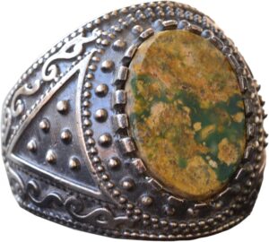 Doğal Arizona Turkuaz Taş Yüzük, Bizans Yüzüğü, Gümüş Yüzük - Görsel 1