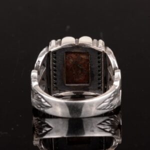 Dikdörtgen Gümüş Yüzük, 925 Doğal Arizona Turkuaz Taşlı Yüzük - Görsel 5