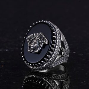 Medusa Başı Gümüş Yüzük - Yunan Mitolojisi Erkek Yüzüğü - 925 Ayar Gümüş Yüzük - Görsel 5