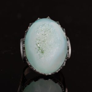 Erkekler için 925 Ayar Gümüş Yüzük, Doğal Druzy Kuvars: Aqua, Yeşil, Bej Seçenekleri (Aqua) - Görsel 7