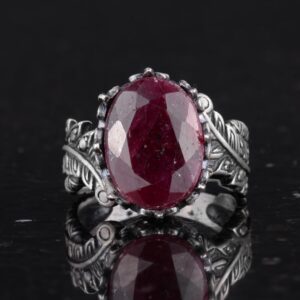 Sterling Gümüş Kadın Yüzük, Gerçek Doğal Yakut Taşlı, Vintage Bohem Tasarım - Görsel 4