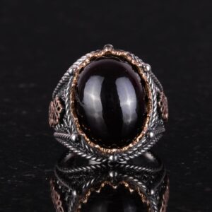 Erkekler için Doğal Granat Taşlı Gümüş Yüzük, 925 Ayar Gümüş Yüzük, Sıradışı Yüzük - Görsel 4