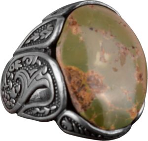 Gerçek Doğal Arizona Turkuaz Taş Yüzük,925 Ayar Gümüş Yüzük Doğum Günü Hediyeleri Yıldönümü için Oğul Sevgili Erkekler - Görsel 4