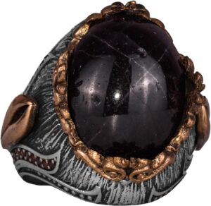 925 Ayar Gümüş Erkek Yüzük Doğal Star Garnet Taşı - El Yapımı İfadesel Takı - Görsel 1