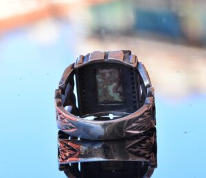 Gerçek Doğal Arizona Turkuaz Taş Yüzük - Ayarlanabilir Gümüş Erkek Yüzüğü - Görsel 5