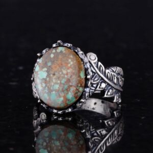 Gerçek Doğal Arizona Turkuaz Taş Yüzük, 925 Ayar Gümüş Yüzük, Minimalist El Yapımı Yüzük (Stil-4) - Görsel 6