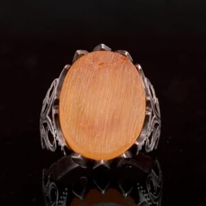 Gerçek Doğal Kehribar Taşı, Gerçek Doğal Taş, 925 Ayar Gümüş Erkek Yüzük - Görsel 2