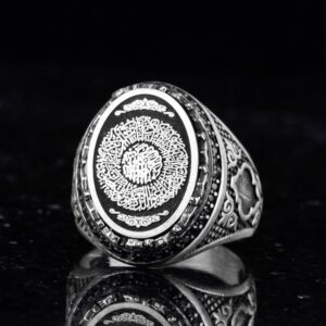 Sterling Gümüş Erkek Yüzük İslami Hat Sanatı Tasarımı - İnanç ve Maneviyat Sembolü - El Yapımı Dini Takı - Görsel 4