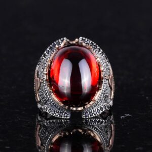Gümüş Camii Yüzük, Cabochon Garnet Yapay Taş Yüzük, 925 Ayar Gümüş Yüzük Erkekler İçin, Çeşitli & Farklı Koleksiyon - Görsel 3