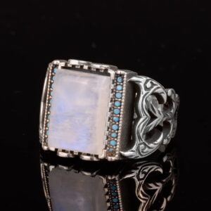 Gerçek Doğal Aytaşı Yüzük, Erkek Yüzüğü, 925 Ayar Gümüş Yüzük - Görsel 3