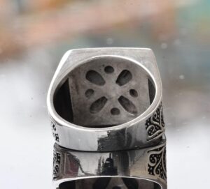 925 Ayar Sert Gümüş Erkek Yüzük, Adalet Terazisi Yüzüğü, Denge Yüzüğü, Erkekler İçin El Yapımı Yüzük - Görsel 5