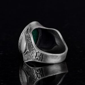 Doğal Taş Yüzük Erkekler İçin, 925 Ayar Gümüş Yüzük, (Zümrüt) - Görsel 6