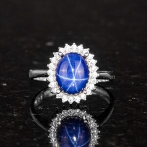 Gerçek Doğal Taşlı Gümüş Kadın Yüzük - Şık Tasarım (Star Sapphire) - Görsel 6