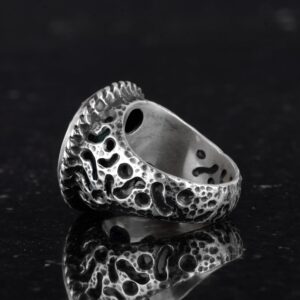 Gerçek Doğal Turkuaz Taşlı Gümüş Erkek Yüzüğü, Cesur Hamur Tasarımı - Görsel 7