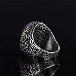 Moss Agate Doğal Taş Yüzük, 925K Katı Gümüş Erkek Yüzüğü, El Yapımı Şıklık - Görsel 7