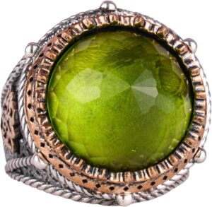 El Yapımı Taşlı Erkek Yüzük - 925 Ayar Gümüş Erkek Yüzük ile Farklı ve Kendine Has Tasarım (Yapay Peridot) - Görsel 1