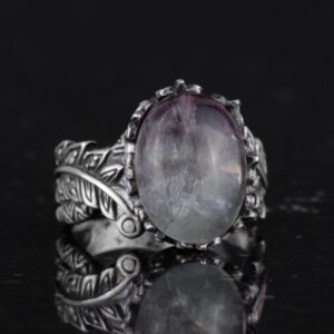 Gerçek Doğal Florit Taşlı Kadın Yüzüğü, Vintage Boho Tasarım - Görsel 6