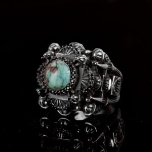 925 Ayar Gümüş Erkek 3D Camii Yüzük, Doğal Arizona Turkuaz Taşı ile - Cesur ve Spiritüel Tasarım, Günlük Kullanım ve Özel Günler İçin İdeal (Stil-2) - Görsel 4